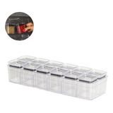 Jogo 12 Potes Empilháveis 180ml E Suporte Sal Pimenta Ervas