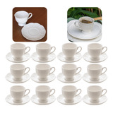 Jogo 12 Xicaras Pires Porcelana Branca 100ml New Bone Lyor