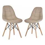 Jogo 2 Cadeiras Charles Eames Eiffel Estofada Boton