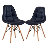 Jogo 2 Cadeiras Charles Eames Eiffel Estofada Botonê Cor Da Estrutura Da Cadeira Preta