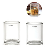 Jogo 2 Copos Parede Dupla Whisky Transparente Vidro Kit Dose