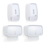 Jogo 2 Dispenser Sabonete Líquido 2 Suporte Papel Toalha Cor Branco
