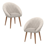 Jogo 2 Poltronas Cadeira Estofada Rofemar Moveis Concha Decorativa Namoradeira Para Quarto E Recepção Cor Branco