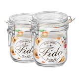 Jogo 2 Potes De Vidro Fido Italiano Bormioli Hermético 500ml