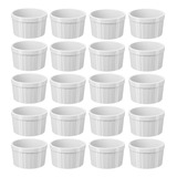 Jogo 20 Ramekins Brancos Canelados 150ml Tigelas Bowls 7 9cm