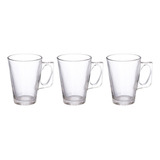 Jogo 3 Canecas Para Capuccino De Vidro La Vie 220 Ml