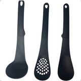 Jogo 3 Peças Utensílios Silicone Colher Espátula Concha