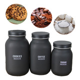 Jogo 3 Potes Herméticos Vidro Manhattan Café Açucar Cookies