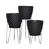 Jogo 3 Suporte Com Vaso Tripé Ferro Planta Chão Cor Preto