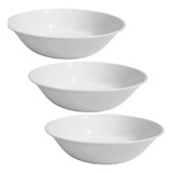 Jogo 3 Tigela Bowl Melamina Branca 950ml Pote Saladeira