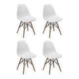 Jogo 4 Cadeiras Charle Eames Wood Eiffel Sala Cozinha Cor Da Estrutura Da Cadeira Branco