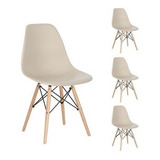 Jogo 4 Cadeiras Charle Eames Wood Eiffel Sala Cozinha Cor Da Estrutura Da Cadeira Carmuça nude 
