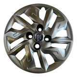 Jogo 4 Calota Fiat Argo Mobi Uno Aro 14 Grafite Esportiva