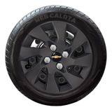 Jogo 4 Calota Onix Prisma Montana Fosca Grafite Preta Aro 14