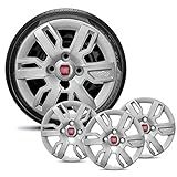 Jogo 4 Calota Uno Way Aro 13 2013 14 15 Grid Prata Cubo Baixo