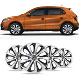 Jogo 4 Calota Velox Aro 14 Prata Preta Vw Gol G2 G3 G4 G5