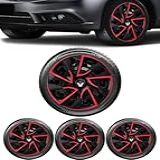 Jogo 4 Calotas Esportivas DS4 Preto Vermelho Aro 15 RLT Sandero Logan Clio Megane Fluence Symbol