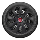 Jogo 4 Calotas Velox Aro 14 Preta Fiat Palio Uno Strada Argo