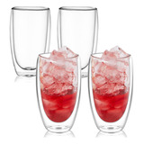 Jogo 4 Copos De Vidro Duplo 450ml Copo Grande