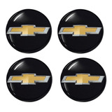 Jogo 4 Emblema Adesivo Calota Gm Celta Resinado Preto 48mm