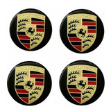 Jogo 4 Emblema Logo Adesivo Calota Roda Porsche 48mm