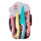 Jogo 4 Facas Coloridas Aço Inox E Plástico Clink Ck 1920 Cor Colorida