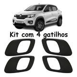 Jogo 4 Gatilho Maçaneta Interna Preta Renault Kwid 2019 2020