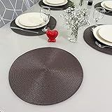 Jogo 4 Pçs Lugar Americano Sousplat Toalha De Mesa Redondo 38cm Marrom