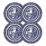 Jogo 4 Pratos Rasos Decorados Blue Willow Oxford Porcelanas
