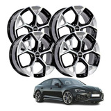Jogo 4 Rodas 18 Audi Rs5a3 A4 Preto Com Prata Diamantado