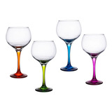 Jogo 4 Taças Vidro Gin Pé Colorido Pasabahce Collors 790ml Cor Colors