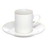 Jogo 4 Xicaras Café Com Pires Porcelana Borda Dourada 90ml