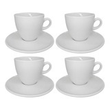 Jogo 4 Xicaras De Chá C Pires Porcelana 220ml Café Manhã