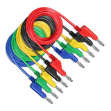 Jogo 5 Cabos Plug Banana 4mm P Fonte De Bancada Eletrônica
