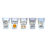 Jogo 5 Copos Americano De 190ml Decorado Vidro Frases Boteco