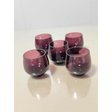Jogo 5 Copos P Licor Aperitivos Tonalidade Uva Antigos