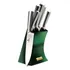 Jogo 5 Facas Aço Inox + Suporte Organizador Coleção Emerald Cor Verde Esmeralda