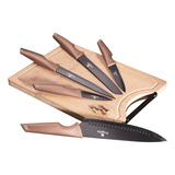 Jogo 5 Facas E Tábua De Bambu 6pçs Rose Gold Berlinger Haus