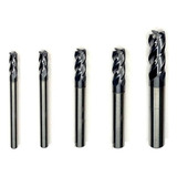 Jogo 5 Fresa Topo Metal Duro 3 4 5 6 8mm Tialn 45hrc