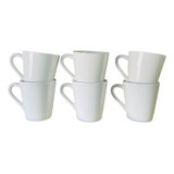 Jogo 6 Caneca Tulipa Café Porcelana Branca Kit Xícaras Lisa