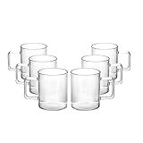 Jogo 6 Canecas Taça Vidro Cappuccino Café Expresso Chá 220ml