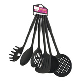 Jogo 6 Colheres De Nylon Concha Utensílios Cozinha Brinde