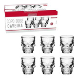 Jogo 6 Copos Caveira Vidro Shot Dose Skull Tequila Bar 50ml