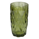 Jogo 6 Copos De Vidro Luxo Diamond 370ml Sofisticação Cor Verde