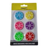 Jogo 6 Marcadores Em Silicone De Taças Frutas Mimo Style