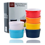 Jogo 6 Ramekin Colorido Canelado 180ml