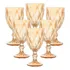 Jogo 6 Taça Diamante Copo Vidro Transparente 340ml Cor Âmbar