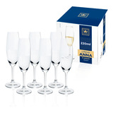 Jogo 6 Taças Champagne Cristal Bohemia Titanium 220ml