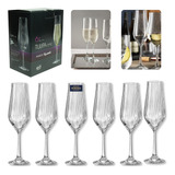 Jogo 6 Taças Crystal Champanhe Bohemia Tulipa Optic 170ml Cor Transparente