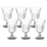 Jogo 6 Taças De Água Sobremesa Vinho Gim Copo Suco Em Vidro